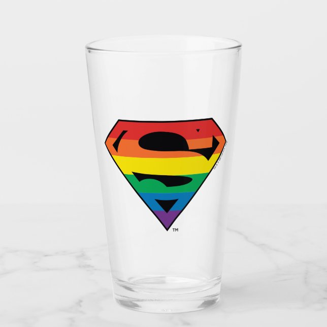 Superman-Regenbogen-Logo Glas (Vorderseite)