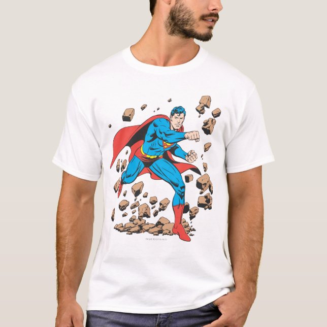 Superman rennt in Trümmern T-Shirt (Vorderseite)