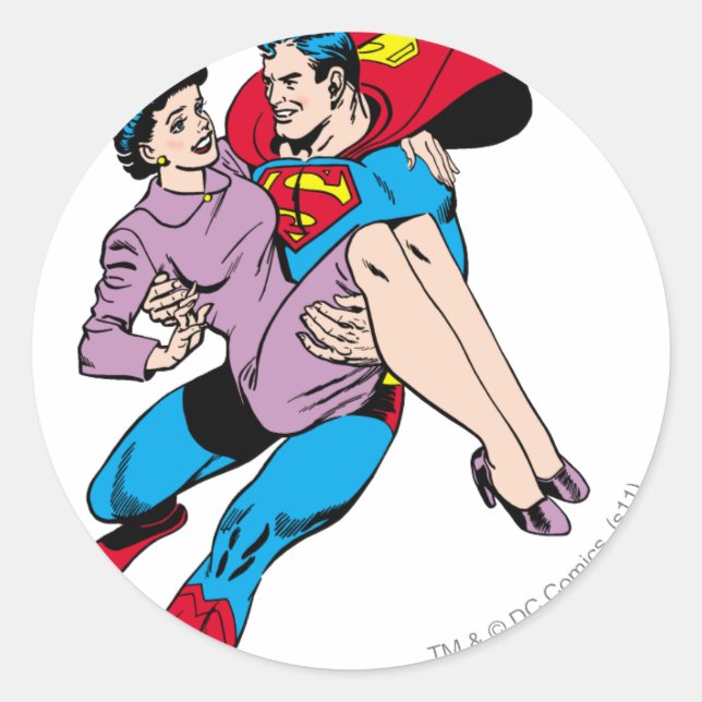 Superman rettet Louis Runder Aufkleber (Vorderseite)
