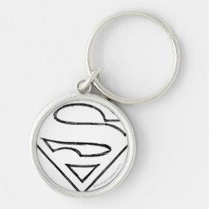 Superman S-Schild  Einfache Schwarze Kontur Schlüsselanhänger