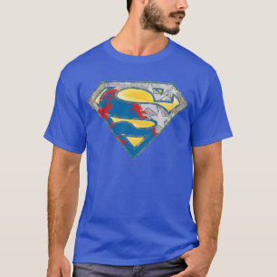 Superman S-Schild Graues gelbes schwarzes Mix-Log T-Shirt