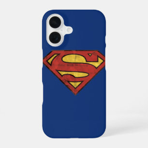 Superman S-Schild Grunge Schwarz Umrandung Logo iPhone 16 Hülle