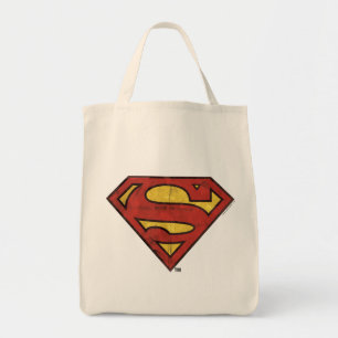 Superman S-Schild  Grunge Schwarze Kontur Logo Tragetasche