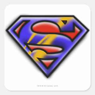 Superman S-Schild  Lila Airbrush-Logo Quadratischer Aufkleber