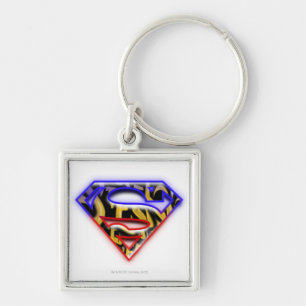 Superman S-Schild  Lila-Red Graffiti-Logo Schlüsselanhänger