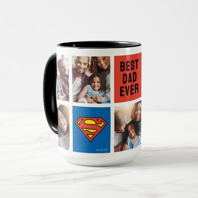 Superman S-Shield | Beste Vater-FotoCollage Tasse (Vorderseite Links)
