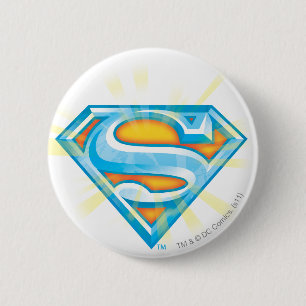 Superman S-Shield Blaue und orange Logo Button