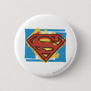Superman S-Shield Blauer Hintergrund-Logo Button