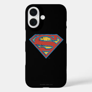 Superman S-Shield Blue Kontur Grunge Logo iPhone 16 Hülle