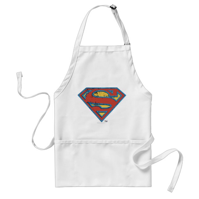 Superman S-Shield | Blue Kontur Grunge Logo Schürze (Vorne)