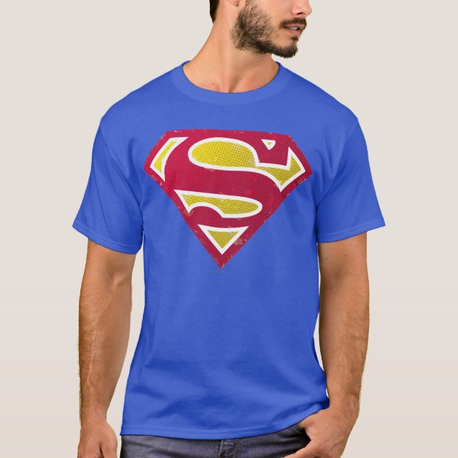 Superman S-Shield | Distressed Dots Logo T-Shirt (Vorderseite)