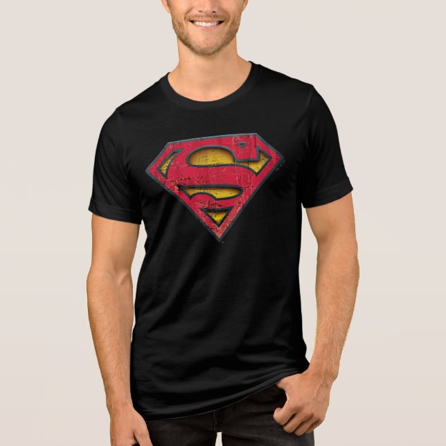 Superman S-Shield | Distresses Logo Tri-Blend Shirt (Vorderseite)