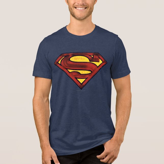 Superman S-Shield | Dunkles Rotes Logo Tri-Blend Shirt (Vorderseite)
