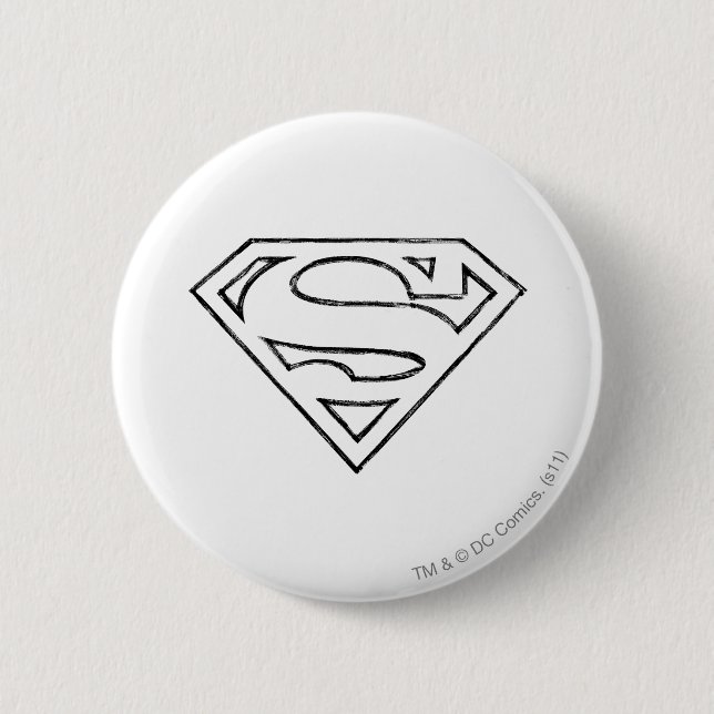 Superman S-Shield | Einfache Schwarze Kontur Button (Vorderseite)