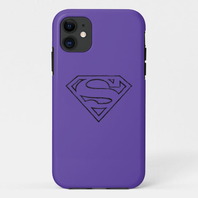 Superman S-Shield | Einfache Schwarze Kontur Case-Mate iPhone Hülle (Rückseite)