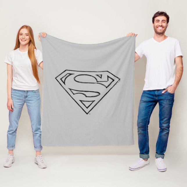 Superman S-Shield | Einfache Schwarze Kontur Fleecedecke (Beispiel)