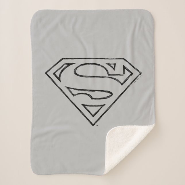 Superman S-Shield | Einfache Schwarze Kontur Sherpadecke (Vorderseite)