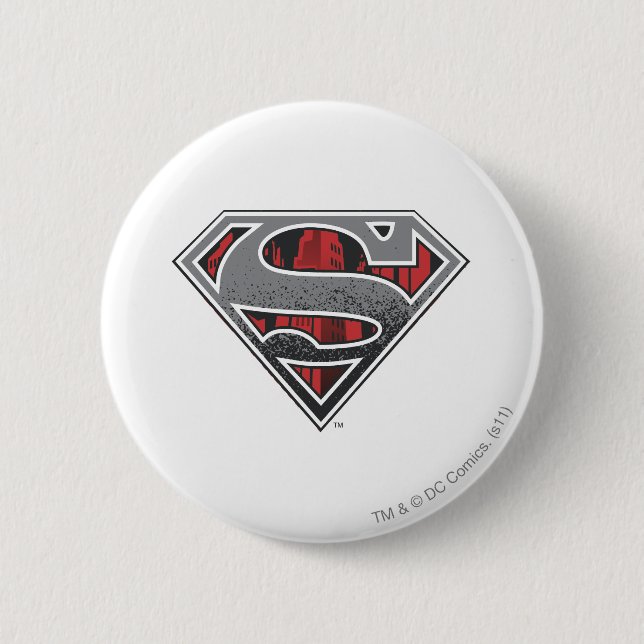 Superman S-Shield | Graue und rote Stadt-Logo Button (Vorderseite)