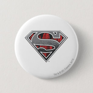 Superman S-Shield   Graue und rote Stadt-Logo Button