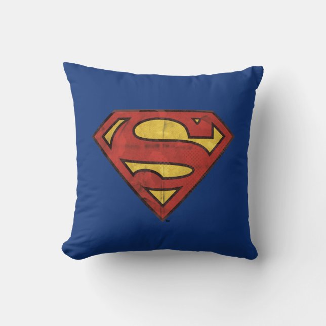 Superman S-Shield | Grunge Black Kontur Logo Kissen (Vorderseite)