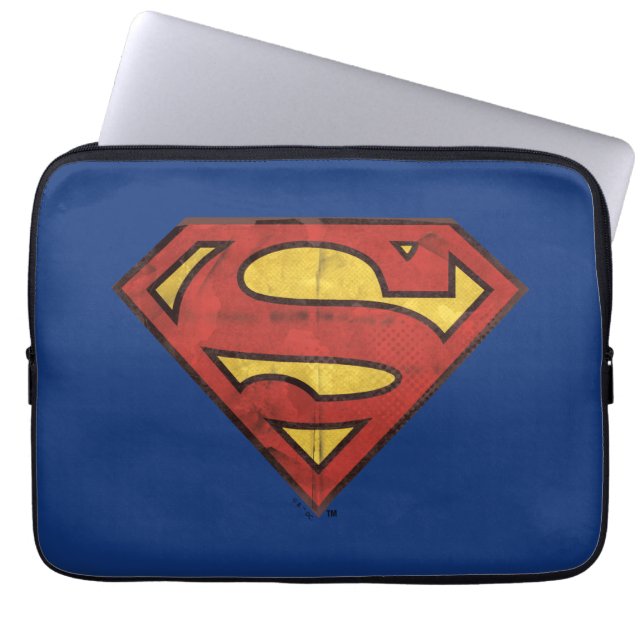 Superman S-Shield | Grunge Black Kontur Logo Laptopschutzhülle (Vorderseite)