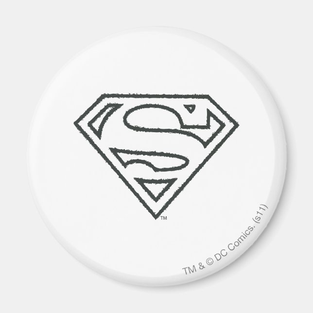 Superman S-Shield | Grunge Black Kontur Logo Magnet (Vorne)