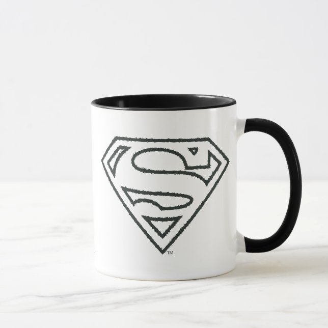 Superman S-Shield | Grunge Black Kontur Logo Tasse (Rechts)