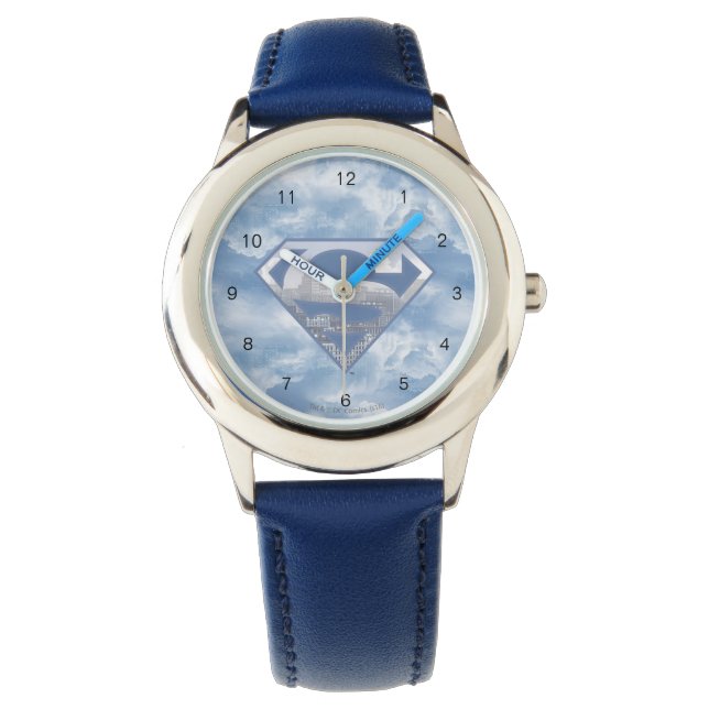Superman S-Shield | Light Blue City Logo Armbanduhr (Vorderseite)