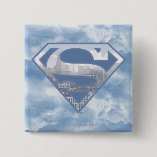 Superman S-Shield Light Blue City Logo Button