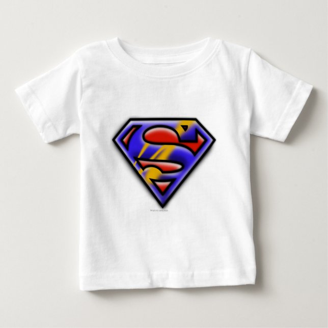 Superman S-Shield | Lila Airbrush-Logo Baby T-shirt (Vorderseite)