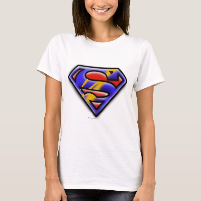 Superman S-Shield | Lila Airbrush-Logo T-Shirt (Vorderseite)