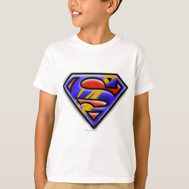 Superman S-Shield | Lila Airbrush-Logo T-Shirt (Vorderseite)