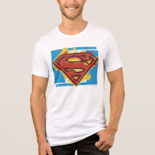 Superman S-Shield   Painted Blue Background Logo Tri-Blend Shirt
