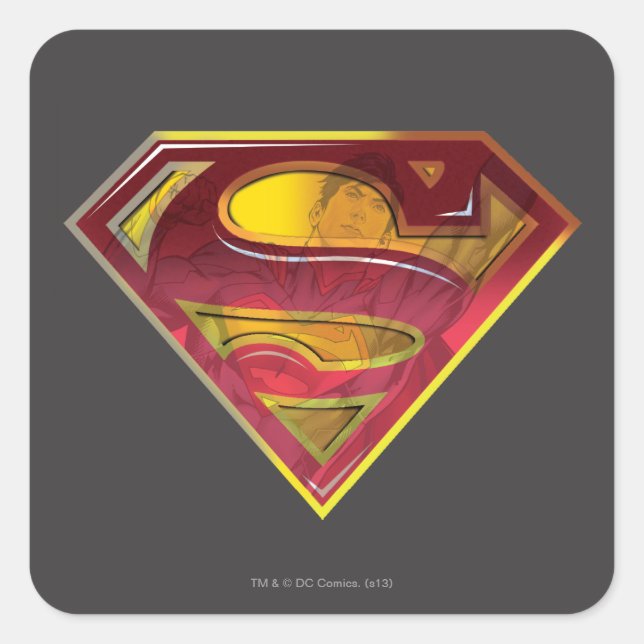Superman S-Shield | Reflektions-Logo Quadratischer Aufkleber (Vorderseite)