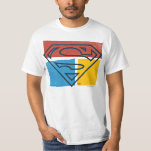Superman S-Shield   Rot-Blau-Gelbe Blocklogos T-Shirt