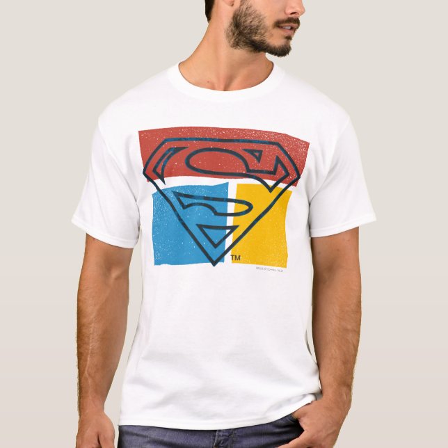 Superman S-Shield | Rot-Blau-Gelbe Blocklogos T-Shirt (Vorderseite)