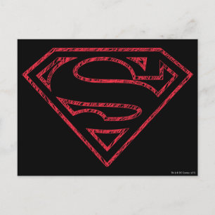 Superman S-Shield   Rote Kontur Postkarte