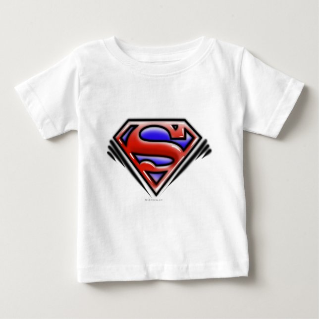 Superman S-Shield | Rotes Airbrush-Logo Baby T-shirt (Vorderseite)