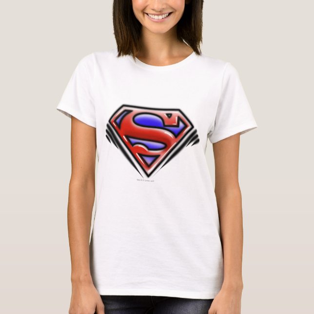 Superman S-Shield | Rotes Airbrush-Logo T-Shirt (Vorderseite)