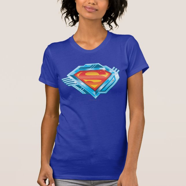 Superman S-Shield | Rotes und Blaues Metal-Logo T-Shirt (Vorderseite)