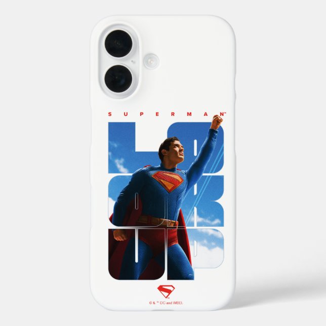 Superman schaut Pose nach oben iPhone 16 Hülle (Rückseite)