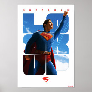 Superman schaut Pose nach oben Poster