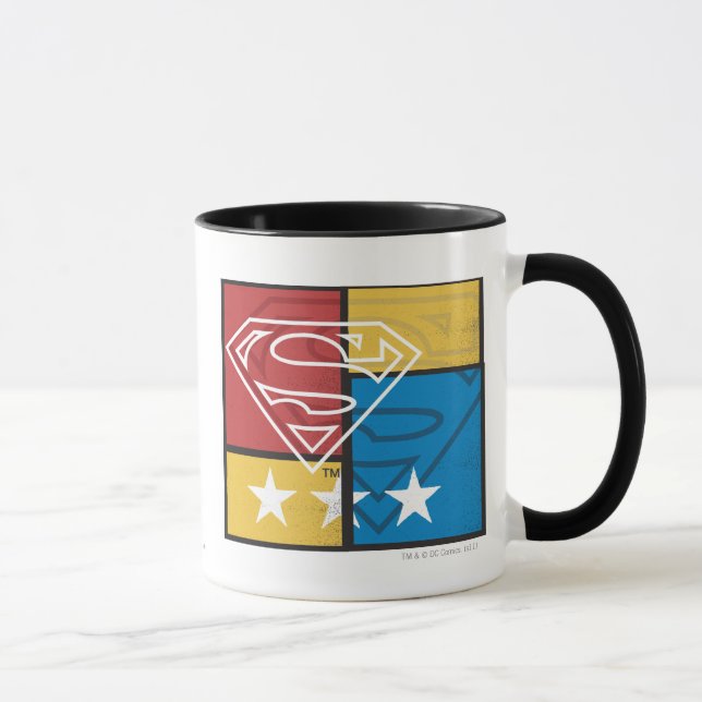 Superman Schild mit Sternen Tasse (Rechts)