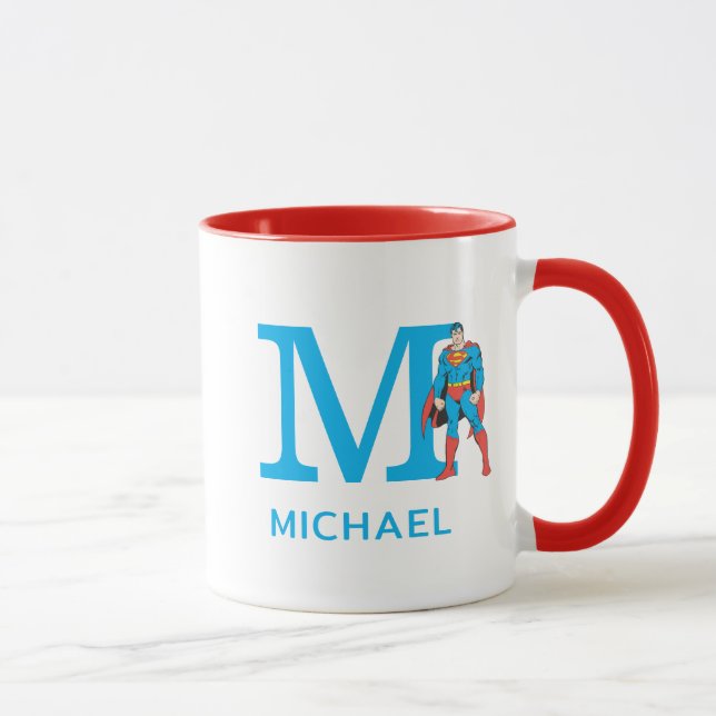 Superman Stehend | Fügen Sie Ihre Monogramm und Ih Tasse (Rechts)