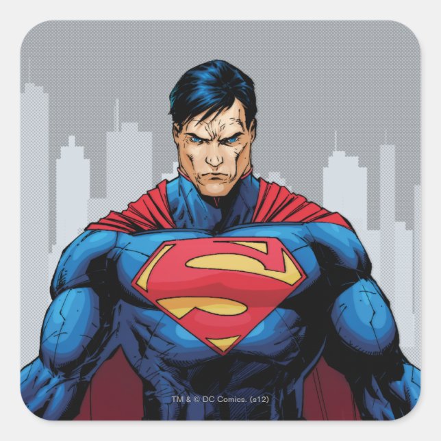 Superman Stehend Quadratischer Aufkleber (Vorderseite)