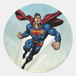 Superman steigt nach oben runder aufkleber