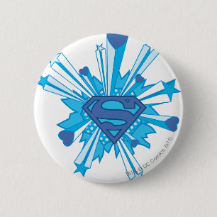 Superman Stilvoll Blue Shield Hearts Logo Button