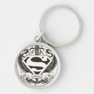 Superman Stilvoll  Ehre, Wahrheit auf weißem Logo Schlüsselanhänger