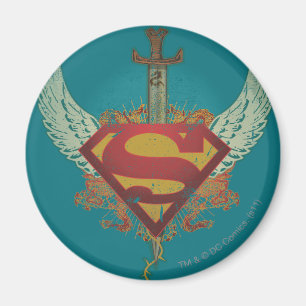 Superman Stilvoll Wings Aquamarin Background Logo Magnet