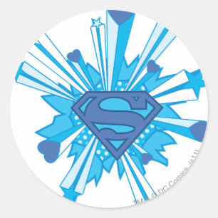 Superman Stylized   Blue Shield Hearts Logo Runder Aufkleber